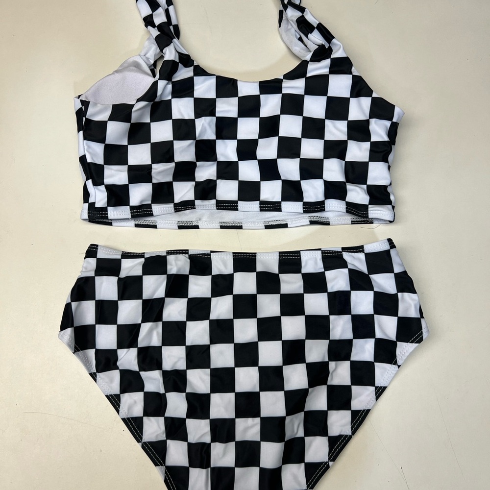 Checkered Black and White Bikini Set